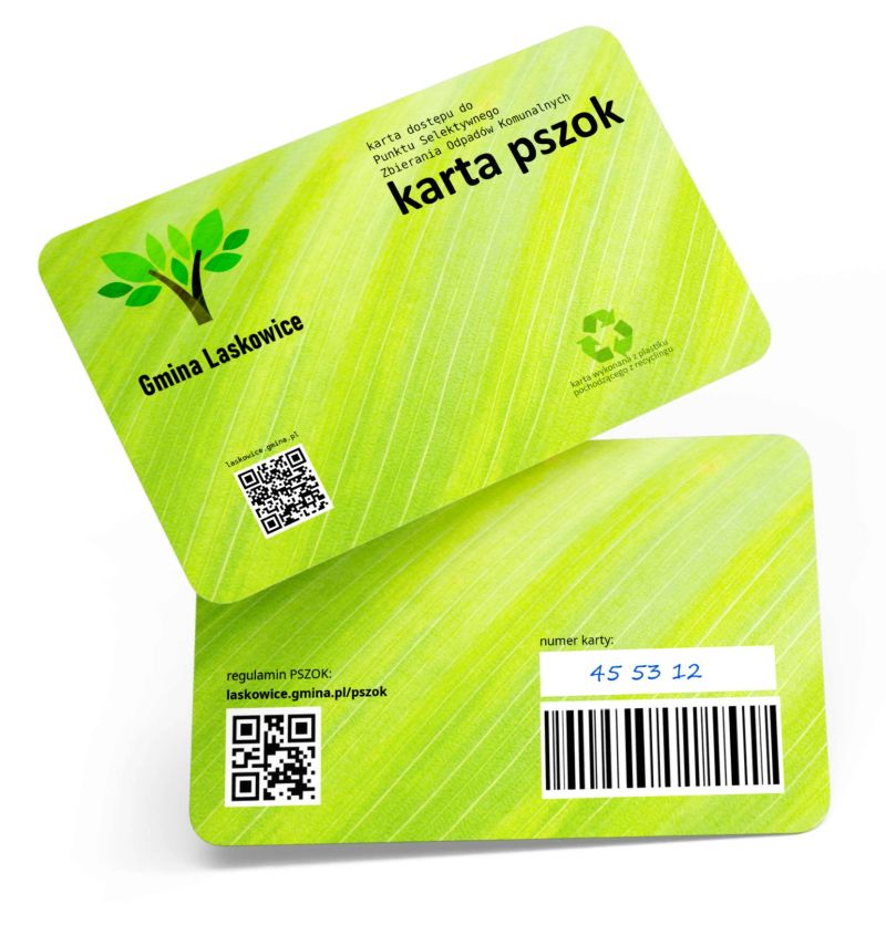 Eko Karty  plastikowe  PSZOK - materiał z recyclingu